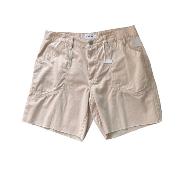 New FRAME Women's Washed Nude Pink Slouch Pocket Cotton Shorts Size 31 - Picture 2 of 6